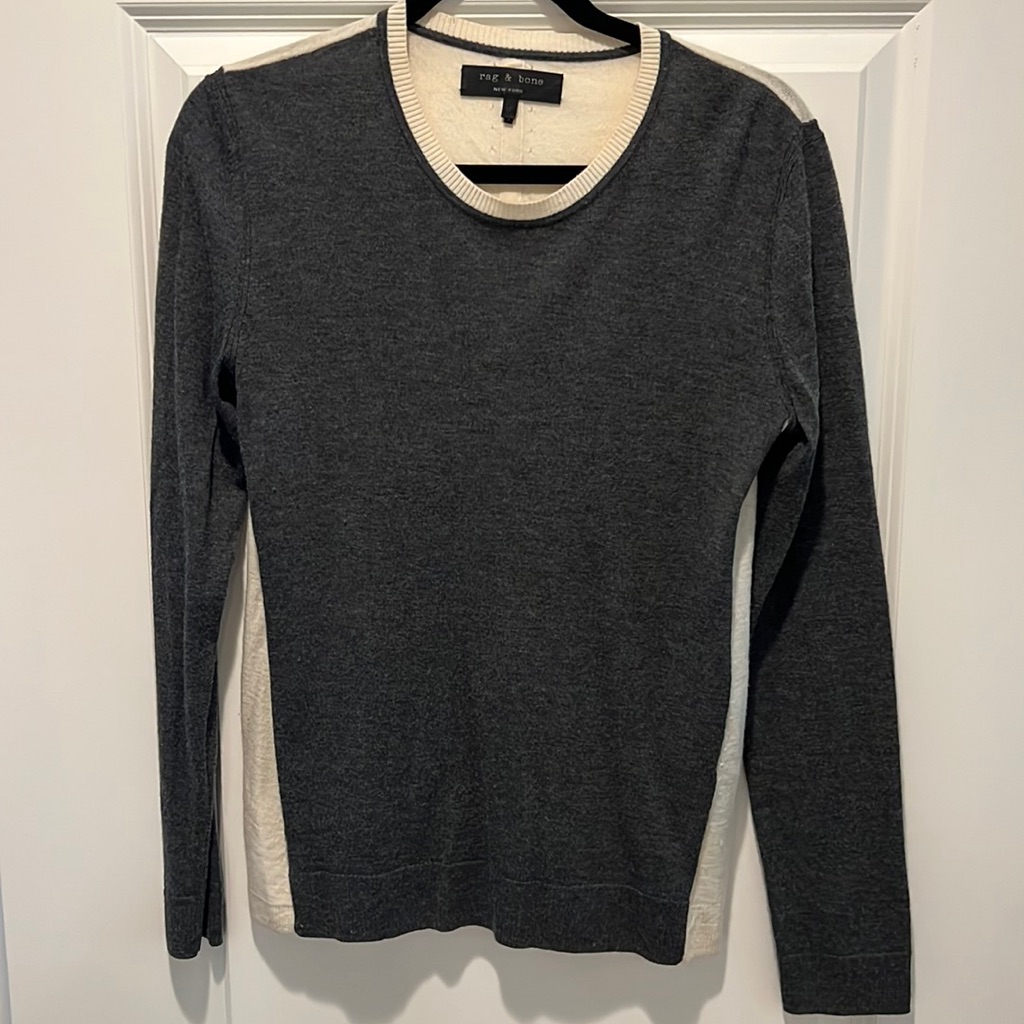 Rag & Bone Size M Grey And Cream Two Tone Sweater